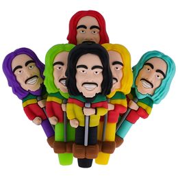 New Arrival Cartoon Rock Uncle Silicone Pipe With Glass Bowl Accessories 6 Colours