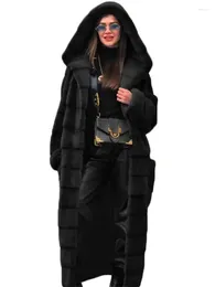 Cappotto di pelliccia da donna Donna Nero S-5XL Lungo e spesso calore Giacca di visone con cappuccio 2023 Autunno Inverno Moda Rosa Streetwear Cappotto Abbigliamento