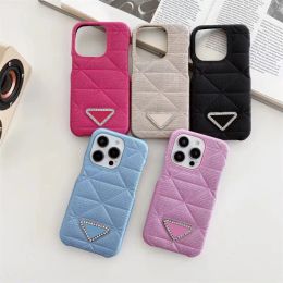 Fashion Designer Phone Cases For IPhone 15 15pro 14 14pro 14plus 13 13pro 12 Luxury Leather Case Diamonds Letters Cellphone Cover Shell -3