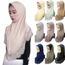 Ethnic Clothing Malaysia Rhinestone Headscarf Elegant One Piece Amira Cap Muslim Islamic Instant Hijab Headwrap Shawls Shayla Women Headwear