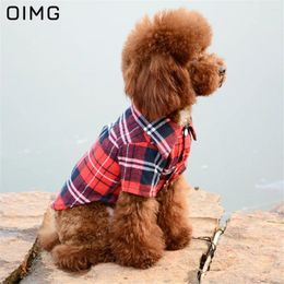 Dog Apparel OIMG Samll Dogs Clothes Classic Blouse Soft Cotton Pet Plaid Shirts Tops Spring Autumn Pug Teddy Dachshund Clothing