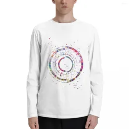 Men's Polos Genomics Science Art DNA Print Watercolour Long Sleeve T-Shirts Custom T Shirt Men Shirts