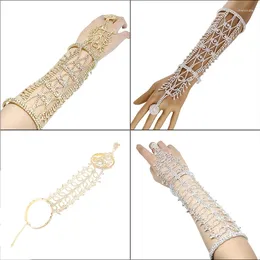 Bangle Women For Rhinestone Tassels Arm Cuff Armlet Bracelet And Ring Wedding Bride Leaves Fringe Jewelry Hand Chain Belly Dance