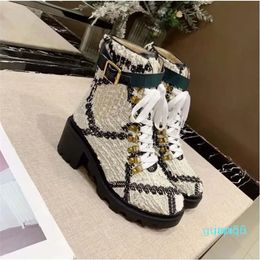 Top Boots Exquisite Boots Fashion Ladies Designer Rubber Outsole Leather Martin Ankle Sex Webbing Non-Slip Wave Colourful