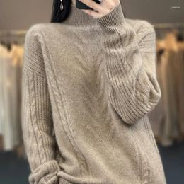 Women's Sweaters Women S Autumn Winter Arrival 100 Pure Cashmere Sweater With Half Turtleneck Loose Fit Twisted Flower Pattern Thick