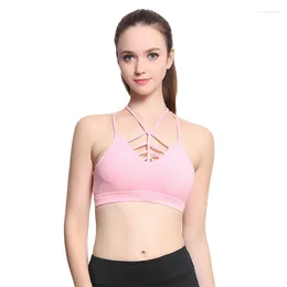 Yoga Outfit 2023 Women Sexy V Neck Backless Top Push Up Quick Dry Breathable Elastic Bra Running Gym Exercise Removable Pad Sports