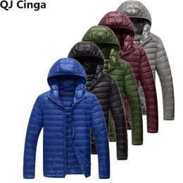 Men's Down Parkas Royal Blue Hooded Parkas Men's Zipper Control Winter Jacket Fashion Jaqueta Plus Size S-5XL Lightweight Warm Coats 231021