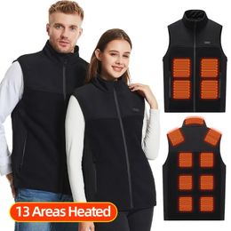 Men's Vests Fleece Heated Vest For Men Women Usb Rechargeable Electric Heating Warming Jacket Outdoor Hunting Clothing 231023