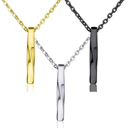 Pendant Necklaces Simple Fashion Rectangle Necklace Geometric Jewelry Trendy Spiral Straight Titanium Steel Hip Hop Chain