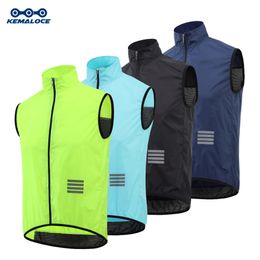 Cycling Jackets KEMALOCE Gilet Windstopper Yellow Blue Men Women Sleeveless Bike Vest Windbreaker Lightweight Reflective Sport Wind 231023