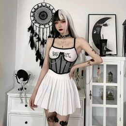 Belts Gothic Punk Metal Chain Black Mesh Corset Underbust Bustiers Harajuku Vintage See-Through Lace-Up Waist Belt For Drop