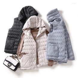 Women's Vests 2023 Lightweight Down Vest Jacket Women Hooded Loose Casual Warm Sleeveless Versatile Waistcoat Female Outerwear