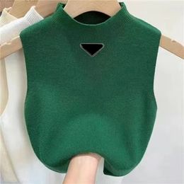 Solid Colour Vest summer Women Tops Knitted T-shirt Embroidered Tank Top Yoga Sports Tank Top