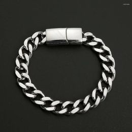 Charm Bracelets Punk Stainless Steel Bracelet Encrypted Round Polished Cuban Man Hip Hop Fashion Chain Men Accessories