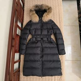 Women's Down Parkas Winter Jacket Goose Long Thicken Waist Hooded Puffer Coat Fur Collar Female Windproof Outwear 231023
