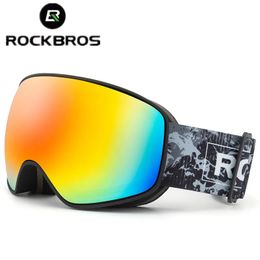 Ski Goggles ROCKBROS Ski Goggles Adult Child Skiing Snowboarding Goggles Eyewear Glasses Anti-fog Ski Windproof Adjustable Snow Glasses 231023