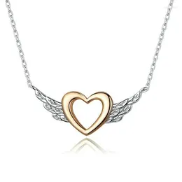 Pendant Necklaces Huitan Romantic Angle Wing Necklace With Heart Fashion Neck Accessories For Women Daily Wearable Temperament Jewellery