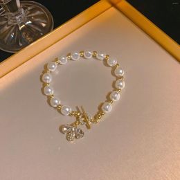 Link Bracelets 2023 Imitation Pearl Bracelet For Women Friendship Orologio Donna Sweet Wedding Jewelry Collier Femme Gift Love