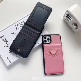 Designer Phone Cases Suitable For Apple 12Pro 13Promax 14 11 15plus XR XSmax Cellphone Cover Pink 4 Colour Pink PU Leather Card Pocket Covers