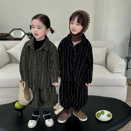 Clothing Sets Children's Corduroy Suit Vintage Baby Clothes Boys Retro Two Piece Outfits Little Girls Shirts Pants Korean