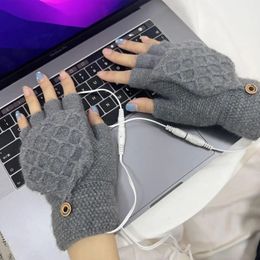 Sports Gloves 1 pair of simple and soft half finger windproof men's writing electric gloves office heating gloves 231023