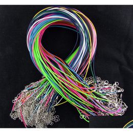Chains 2Mm Mix Colours Wax Leather Snake Necklace Chain 45Cmadd5Cm Cord String Rope Wire Extender With Lobster Clasp Diy Fashion Jewelr Dhyuc