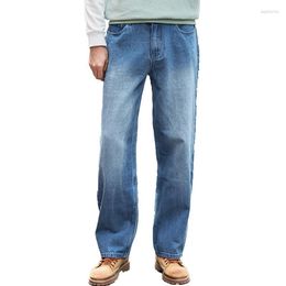 Мужские джинсы Мужские летние облегающие дышащие мужские джинсы большого размера в стиле хип-хоп Уличная одежда Широкие брюки Синие свободные брюкиМужские
