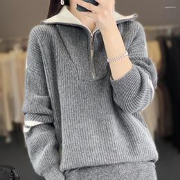 Women's Sweaters Women S Loose Fit Half Turtleneck Knit Sweater Autumn Winter Arrival 100 Cashmere Versatile And Slimming Knitted Wool