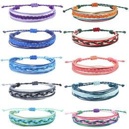 New Woven Hand Rope Bohemian Style Twist Braided Bracelet Adjustable Vsco Girl Lucky Friendship Waterproof Colorful Wax Rope Surfing Hand Bijoux Jewelry Wholesale