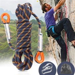 Climbing Harnesses 1PC 8mm Thickness Tree Rock Climbing Safety Sling Cord Rappelling Rope Equipment for Outdoor Sport Black and Orange 5 Metre 231021