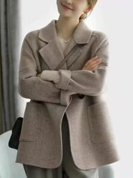 Womens Wool Blends Blend Trench Coat TurnDown Collar Korean Fashion Temperament Female Clothing Autumn Jackets for Women 231023