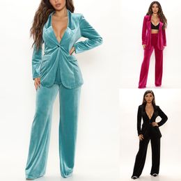 Red Fashion Show Women Blazer Sets Velvet Warm Tuxedos For Wedding Guest Wear Slim Fit Evening Pants Suits 2 Pieces Jacket