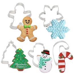 Baking Moulds 5Pcsset Christmas Cookie Cutter Gingerbread Xmas Tree Mold Christmas Cake Decoration Tool Navidad Gift DIY Baking Biscuit Mould 231023