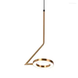 Pendant Lamps Nordic Novelty Aluminum Rings Shine Led Lights Luminaria Modern Bedroom Brass Creative Decor