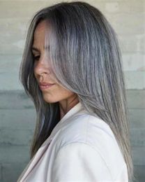 Chic choppy salt and pepper cut grey wigs human hair ,gogeous simply wispy texture and cool tone Grey Colour with highlights and low highlights t part lace front wig