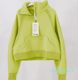 Half Zipper Scuba Hoodies Outfits Stand Collar Workout Fiess Sweater Gym Clothes Women Tops Loose Thick Yoga Jackets