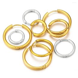 Hoop Earrings 6pcs Stainless Steel Gold Plated Korean Women And Men Punk Hip Hop Fashion Jewelry Making Supplies Bulk Wholesale