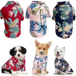 Dog Apparel Summer Breathable Pet Beach Shirts For Dogs Cute Hawaii Casual Cat Clothing Floral T Shirt Small Chihuahua Clothes