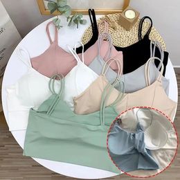 Camisoles & Tanks Camisole Pad Women Vest Underwear Top Bralette Summer Crop Bra Solid Bras Sleeveless Korean Ice Seamless Silk For Tube
