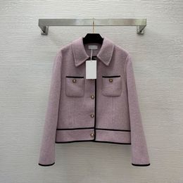 1018 2023 Autumn Milan Runway Coat Jackets Long Sleeve Lapel Neck Green Purple High Quality Button Fashion Womens Clothes baliG23090583