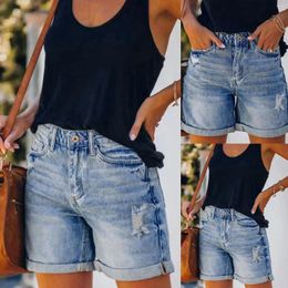 Women's Jeans Women Summer Pant Short Sexy Jean High Waist Slim Hole Shorts With Pocket Loose Casual