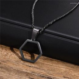 Pendant Necklaces LETAPI Punk Vintage Simple Hollow Stainless Steel Geometric Hexagon For Men Male Neck Collar Gift Jewelry