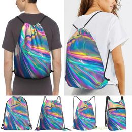 Shopping Bags Holographic Men Purpose Drawstring Backpack Women Outdoor Travel Backpacks Gym Training Swimming Fitness Bag