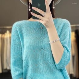 Women's Sweaters Women S Short Sleeve Cashmere Sweater T Shirt Hollow Out Knitted Wool Loose Top Spring Summer 2023 Collection