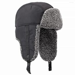 Berets HT4279 Russian Hat Thick Warm Fleece Winter Hats For Men Women Windproof Ski Trapper Earflap Cap Male Female Riding Bomber