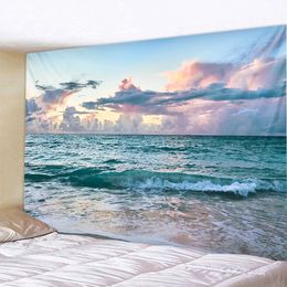 Tapestries Beautiful Wave Landscape Printed Large Wall Tapestry Hanging Art Nature Scenery Bedroom Living Room 231023