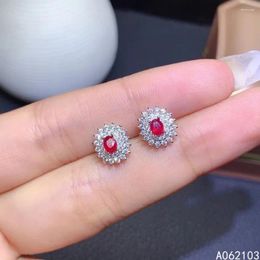 Stud Earrings KJJEAXCMY Fine Jewelry 925 Sterling Silver Inlaid Natural Ruby Women's Vintage Classic Fresh Gem Support Detection