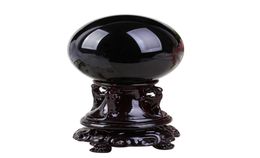 A Natural Black elongated lime moonstone hexagonal prism Arts Crafts rough stone obsidian Crystal ball home decoration Diviner cir2990760