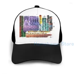 Ball Caps Fashion THRONE OF GLASS QUOTES Basketball Cap Men Women Graphic Print Black Unisex Adult Hat