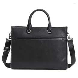 Briefcases Men Briefcase Bag For Documents Genuine Leather Luxury Men's Business Travel A4 Document Organizer Handbag Shoulder Bags